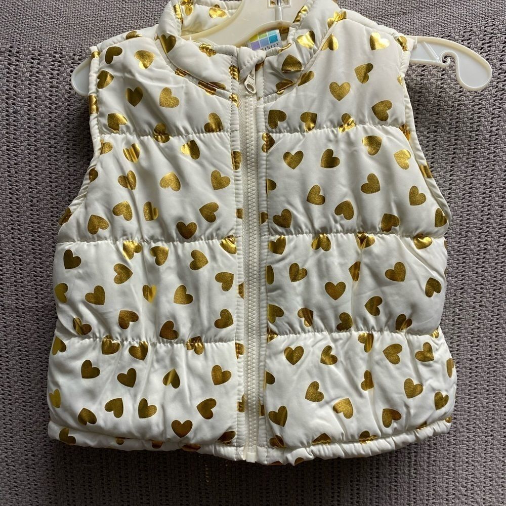 Girls healthtex Gold heart puffer vest